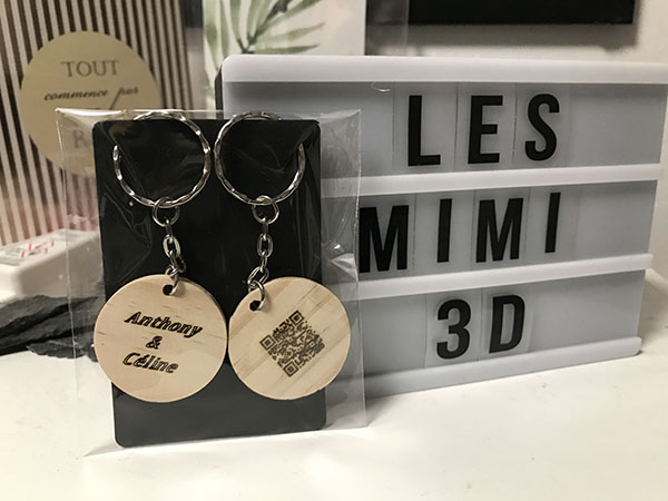 Personnalisation d'objets pour mariage et fiançailles à Longueil-Annel -  Les Mimi 3D